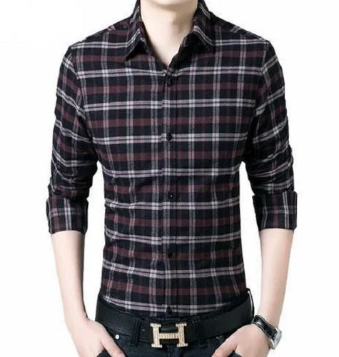 Button Down Collar Full Sleeve Cotton Check Shirts For Men Age Group: 18 Above