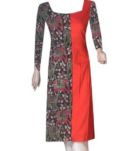 Full Sleeve Round Neck Cotton Printed Kurtis For Ladies Bust Size: 32 Inch (In)