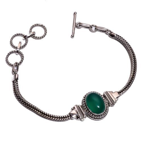 Green Onyx Gemstone 925 Sterling Silver Bracelet