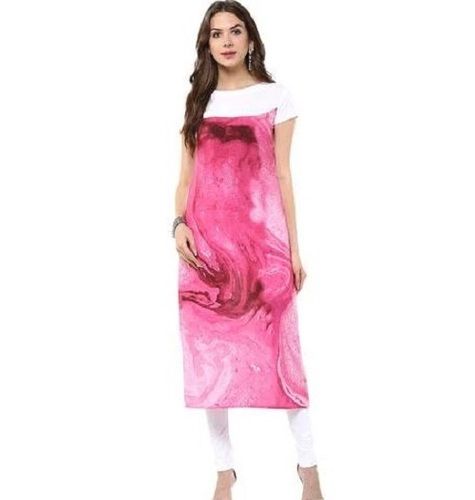 Multicolor Trendy Short Sleeves Printed Designer Chiffon Kurti For Women Bust Size: 32 Inch (In)