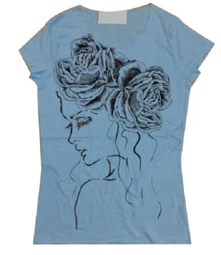 Round Neck Short Sleeve Cotton Printed T Shirts For Ladies Age Group: 15 Above