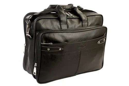 16x12 Inches Zipper Closure Water Resistant Plain Leatherette Office Bag