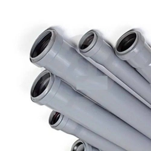 Gray 5 Mm Thick Round Poly Vinyl Chloride Swr Pipe For Construction Use 