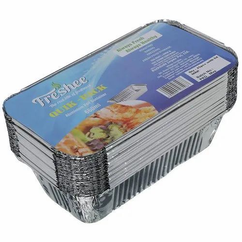 660Ml Rectangular Polished Silver Foil Container, Pack Of 25 Pieces Height: 3 Inch (In)