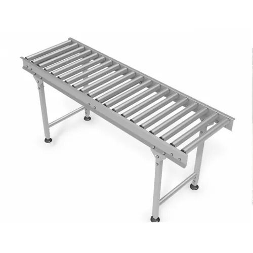 Silver 9 Feet Corrosion Resistant Polished Finish Stainless Steel Free Flow Conveyor 