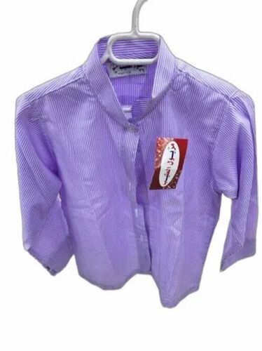 Button Closure Full Sleeves Striped Skin Friendly Cotton School Uniform Shirt Age Group: 8 Year