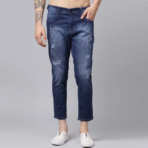 Men Slim Fit Blue Denim Jeans For Casual Wear