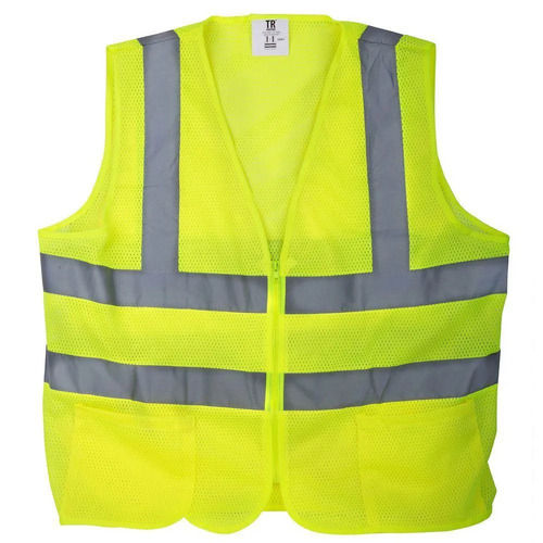 V-neck Sleeveless Polyester Reflective Safety Vest For Construction Purpose