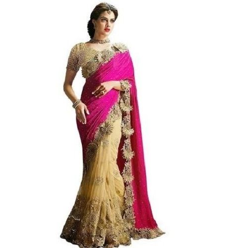 Multicolor Bollywood Style Party Wear Net Embroidered Sarees For Ladies