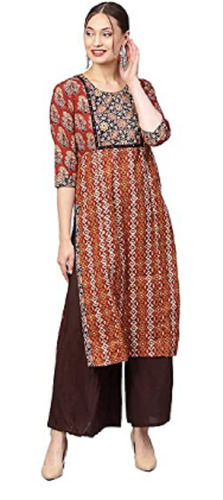 Casual Wear Printed Pattern Pure Cotton Material Jaipuri Kurti Bust Size: 35 Inch (in)