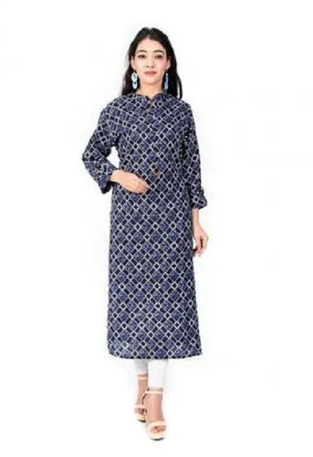 Long Sleeves Printed Designer Kurti For Ladies  Bust Size: 32 Inch (In)