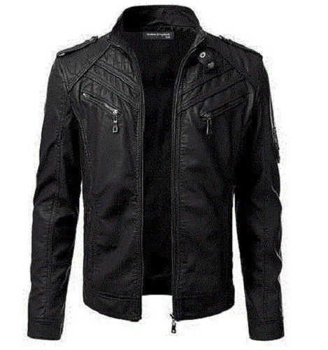 Mens Full Sleeves Double Pocket Leather Jackets Age Group: 18 Above