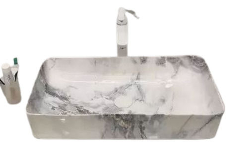 Scratch Resistant 17X15 Inches Rectangular Marble Glossy Finish Wash Basin