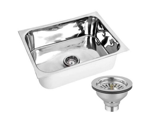 Corrosion Resistant 24X18X16 Inches Glossy Finish Stainless Steel Kitchen Sink