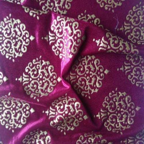 Purple 42 Inches Width Printed Velvet Fabric