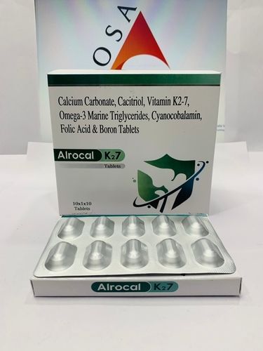 Calcium Carbonate, Cacitriol, Vitamin K2-7, Omega-3 Marine Triglycerides, Cyanocobalamin, Folic Acid & Boron Tablets Alrocal K27 Tablets