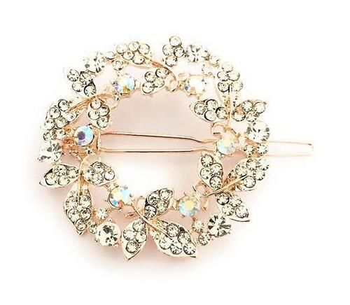 Party Wear Golden Floral Funky Fashionable Stone Hair Clip For Girls    Priyaasi