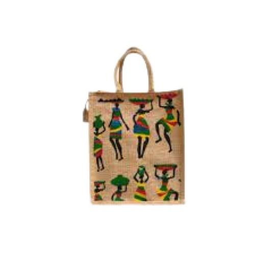 Eco-Friendly 14.5x5x12 Inches Patch Handle Printed Jute Bag