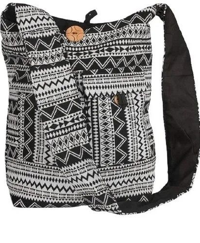 Black & White Light Weight High Strength Printed Jacquard Large Hobo Shoulder Bag