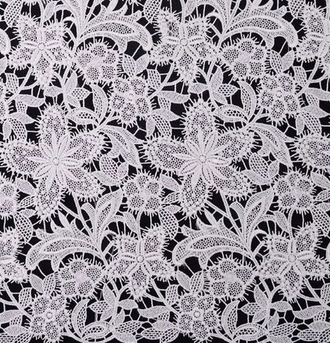 White Pure Polyester One Sided Chemical Lace For Garments 