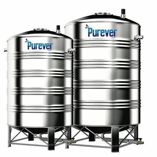 Purever Stainless Steel Silver Cylindrical Water Storage Tank