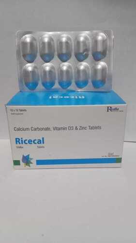 Ricecal Calcium Carbonate, Vitamin D3 And Zinc Tablets General Medicines