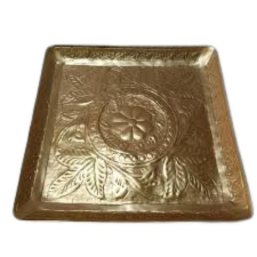 Square Golden Aluminium Designer Trays Design: Modern