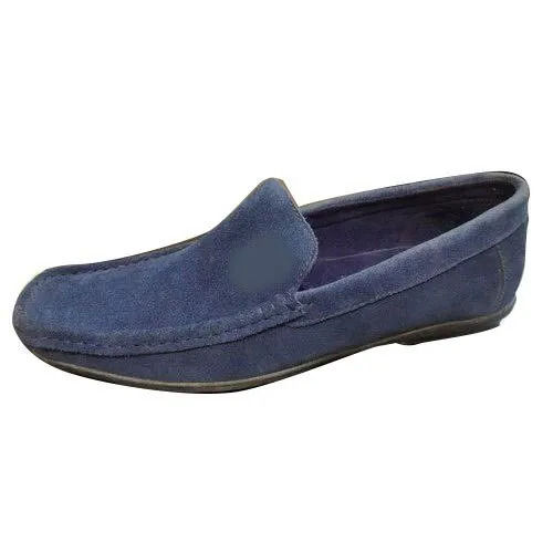 Blue Stylish Designer Comfortable Anti-Slip Leather Cotton Loafers Shoes For Men