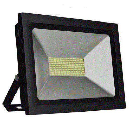 काला 200 वाट आयताकार सादा धातु और कांच एलईडी आउटडोर लाइट