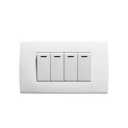 White 240 Volt 3 X 5 Inch Ip64 Polycarbonate 4 Way Switch For Home And Office Use