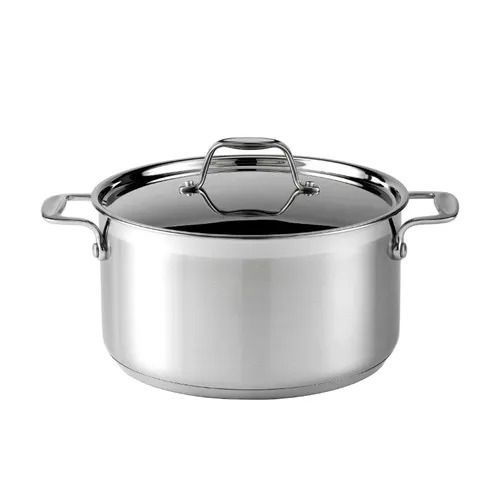 Silver 2500 Ml Rust Proof Round Chrome Finished Stainless Steel Casserole