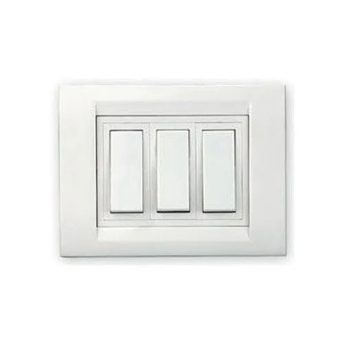 White 3 X 4 Inch 220 Volt 3 Switch Polycarbonate Modular Electrical Switch