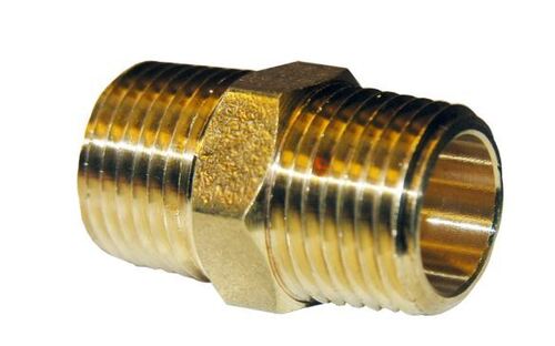 Golden 4X1 Inches Premium Quality Round Polished Brass Hexagon Nipple
