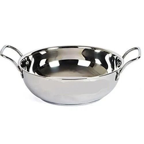 6.3 Mm Thick Round Polished Finish Stainless Steel Kadai For Cooking Use