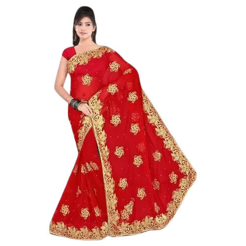 party wear light weight stone work georgette ladies sarees with blouse piece 570