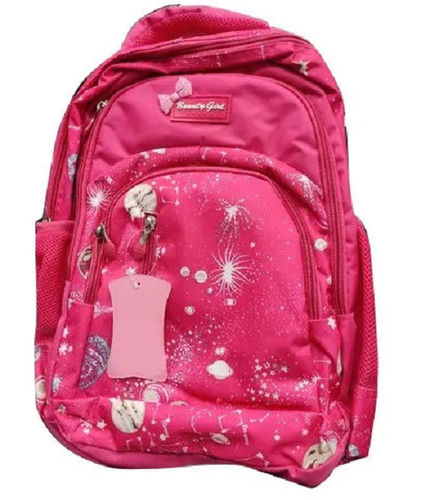 Zipper Closure Printed Shoulder School Bag For Girls 