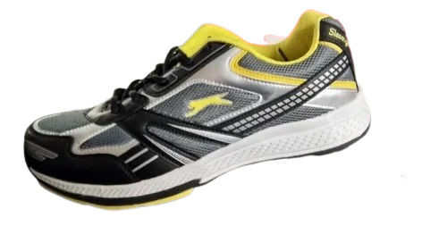 Black & Yellow Fancy Stylish Rubber Comfortable Lace Closure Rubber Pu Sports Shoes For Mens