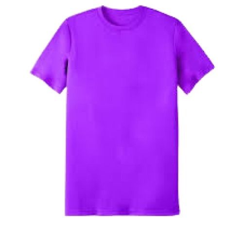 Polyester Mens Round Neck Short Sleeves Purple T Shirt