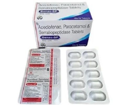 Pack Of 10x10 Strips Aceclofenac Paracetamol And Serratiopeptidase Tablets