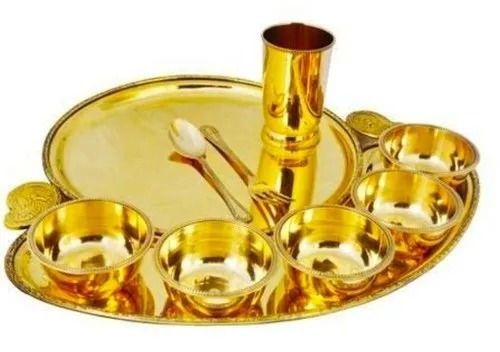 Round Antique Corrosion Resistance Polish Finished Brass Dinner Set 