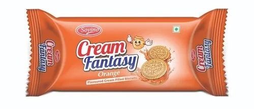 120 Grams Pack Round Normal Sweet And Crunchy Orange Cream Biscuit Packaging: Single Package