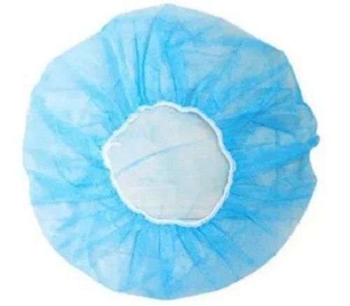 Sky Blue 20 Inch Round Plain Non-Woven Polypropylene Disposable Bouffant Cap