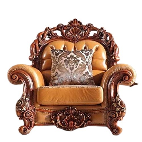 Designer Classic And Unique Hand Carved Single Seater Wooden Sofa at