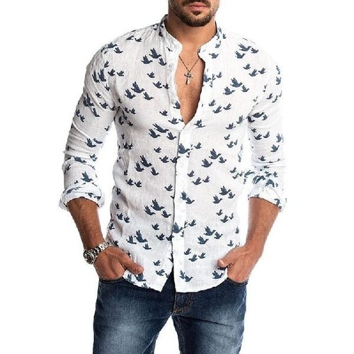 Full Sleeves Button Closure Daily Wear Printed Cotton Shirt For Mens Age Group: 18 Year Above