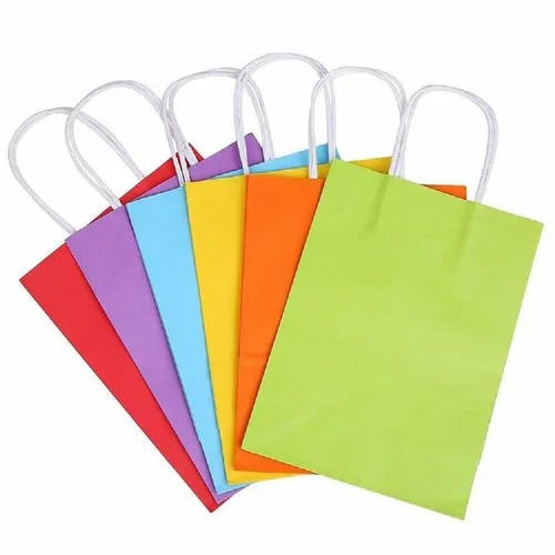 Moisture Proof Disposable Plain Screen Printing Colored Paper Shopping Bags