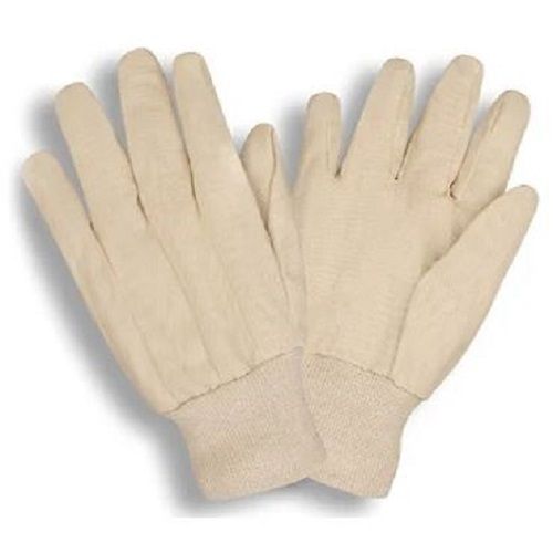 Cream Color Plain Full Finger Non Disposable Canvas Gloves For Industrial Purposes