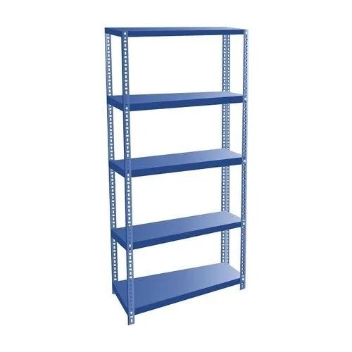 Rectangular Powder Coated Mild Steel Slotted Angle Rack With Four Shelf