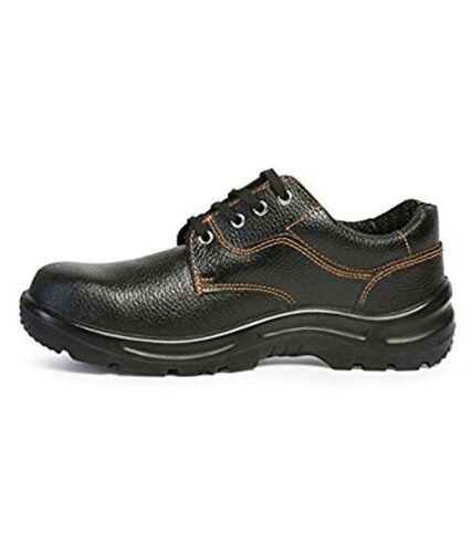 Leather Safety Shoes - PU Insole, Rubber Outsole - Dark Brown, Medium Heel | Lace Closure, Lightweight 320 Grams, Plastic Toe