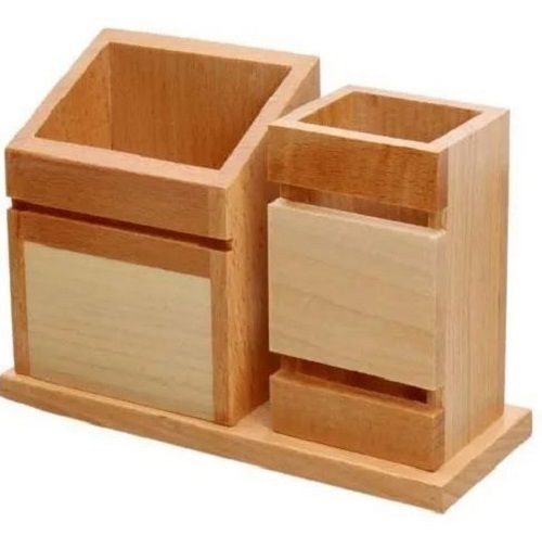 Table Mounted Wooden Pen Holder For Home And Office Decoration Use