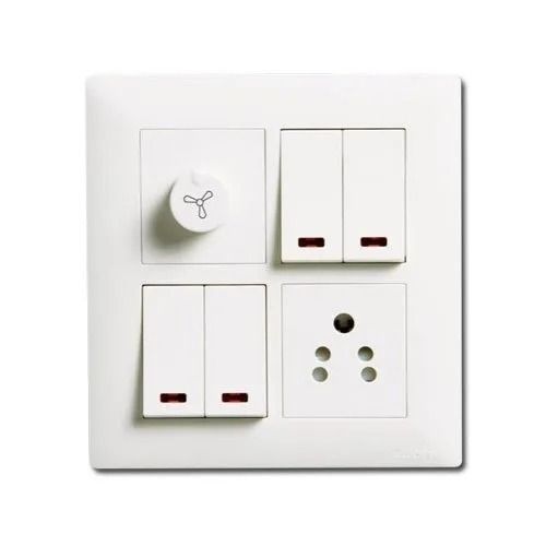 White 230 Voltage Square Poly Vinyl Chloride Modular Switch